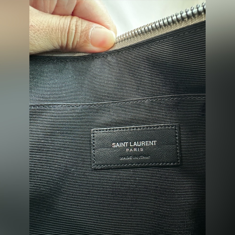 authentic YSL Saint Laurent iPad mini Rider zip Pouch with star patches NWT - Picture 7 of 12